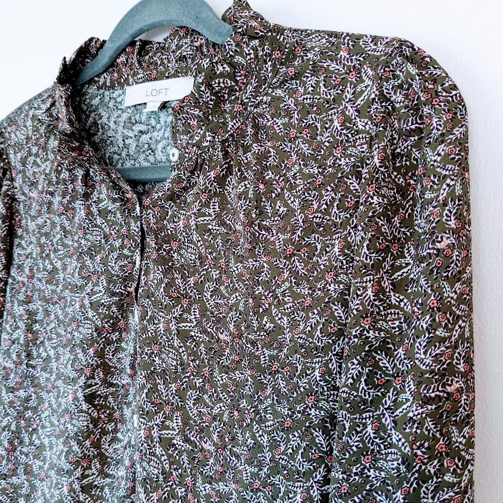 NWOT LOFT Ruffle Neck Top - Picture 2 of 9